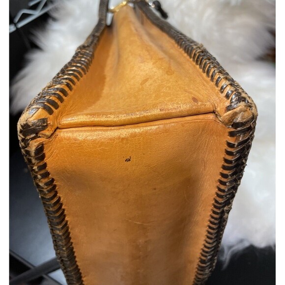 Vtg Shoulder Crossbody Bag Tooled Leather Purse Leather Western Stitched Strap - Picture 10 of 12